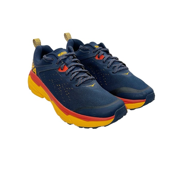 Hoka One One Navy and Yellow Athletic Shoes - Picture 1 of 7